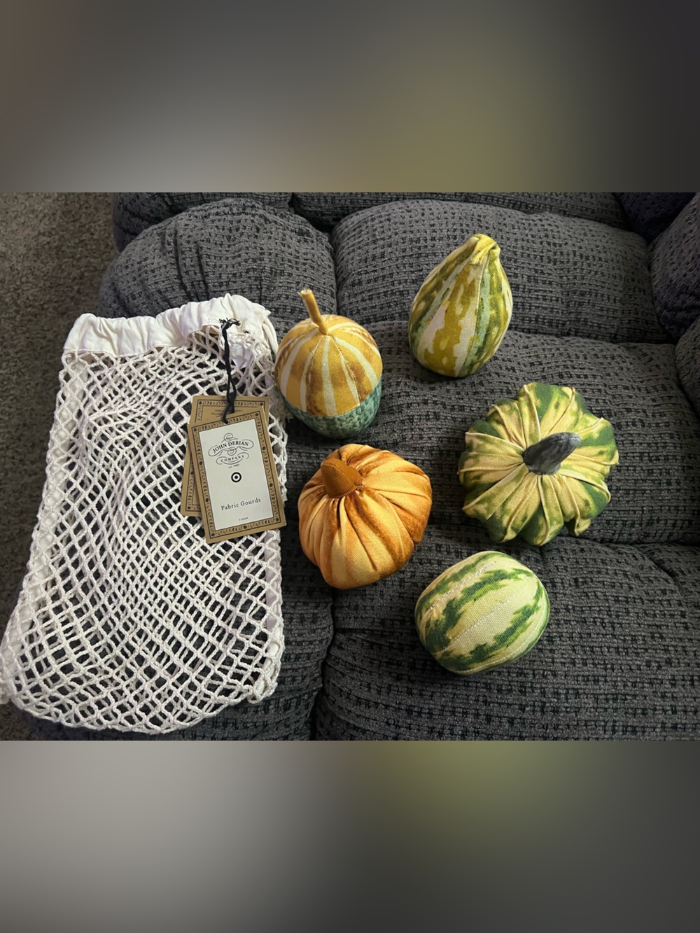 Brand New John Derian for Target Decorative Fabric Gourds Set w/ White Mesh Bag